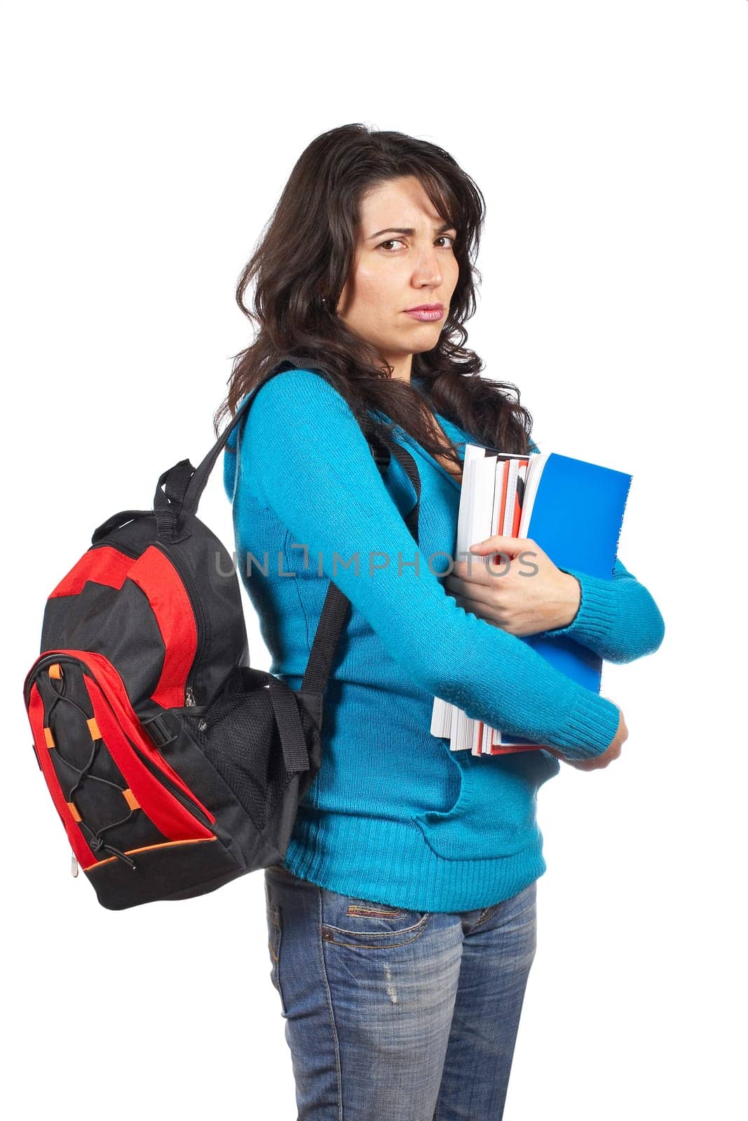 Student woman with books