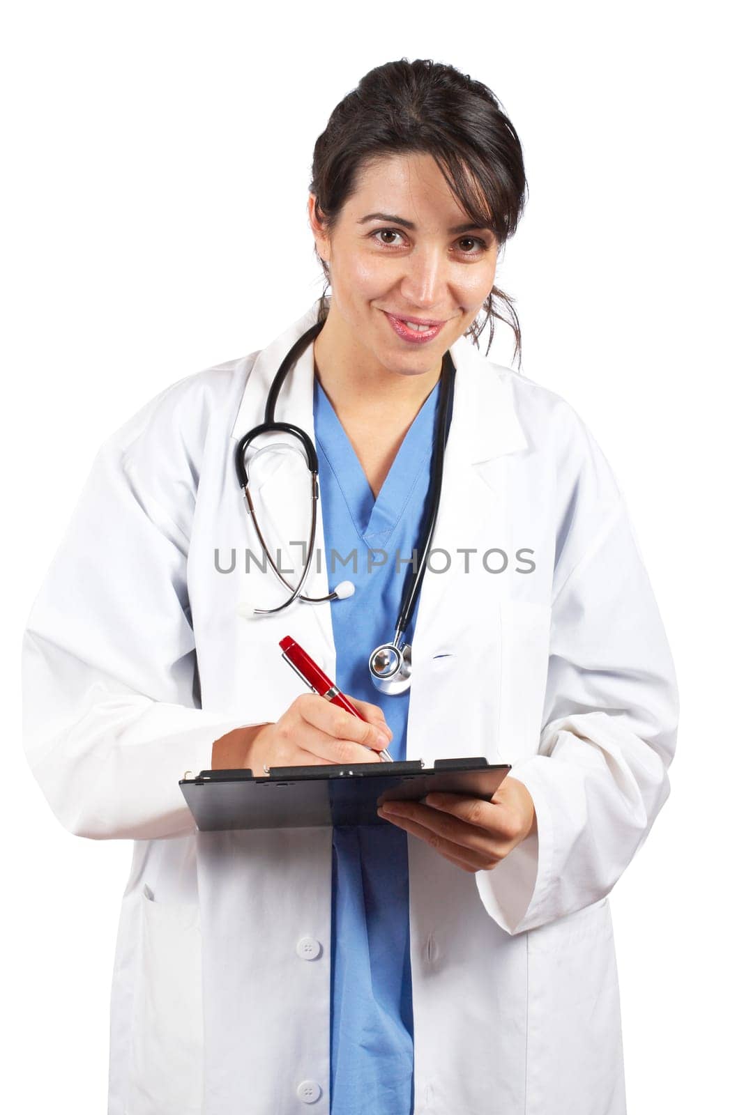 Female doctor writing
