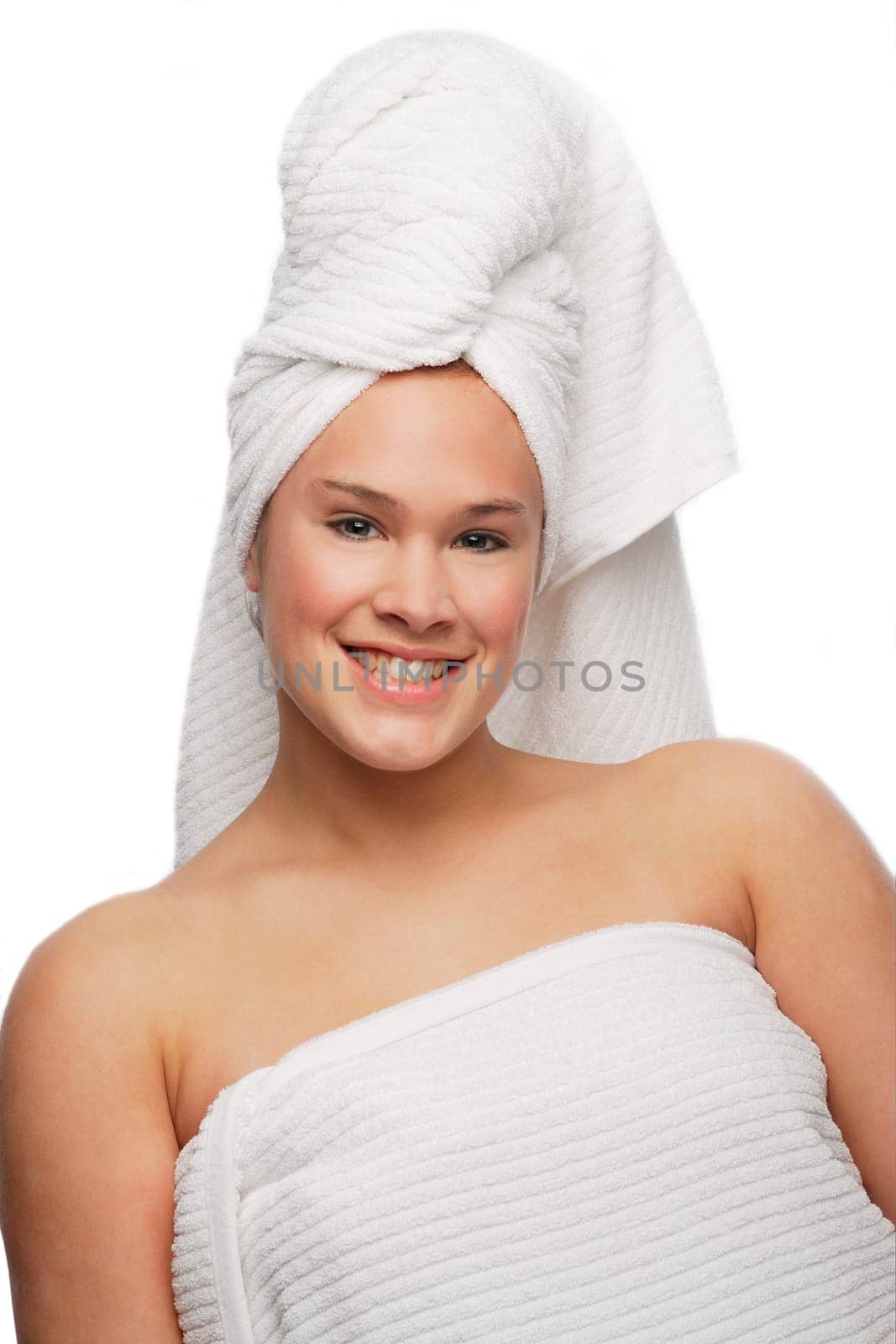Woman in bath towel