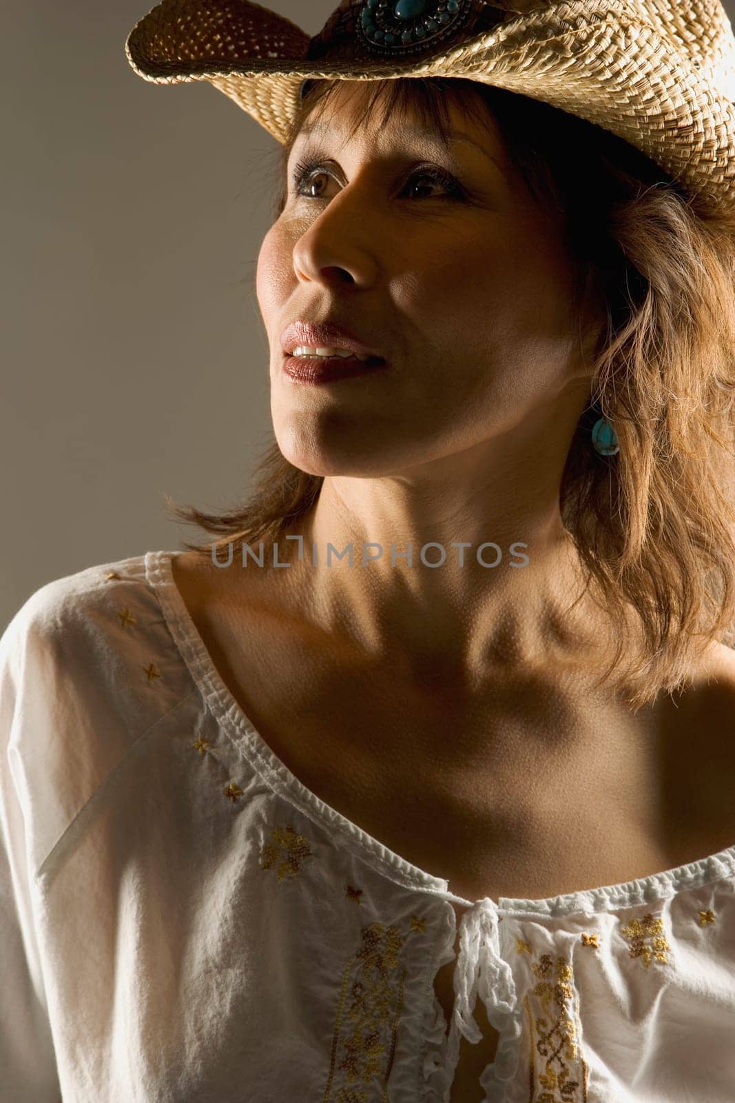 Woman in straw hat