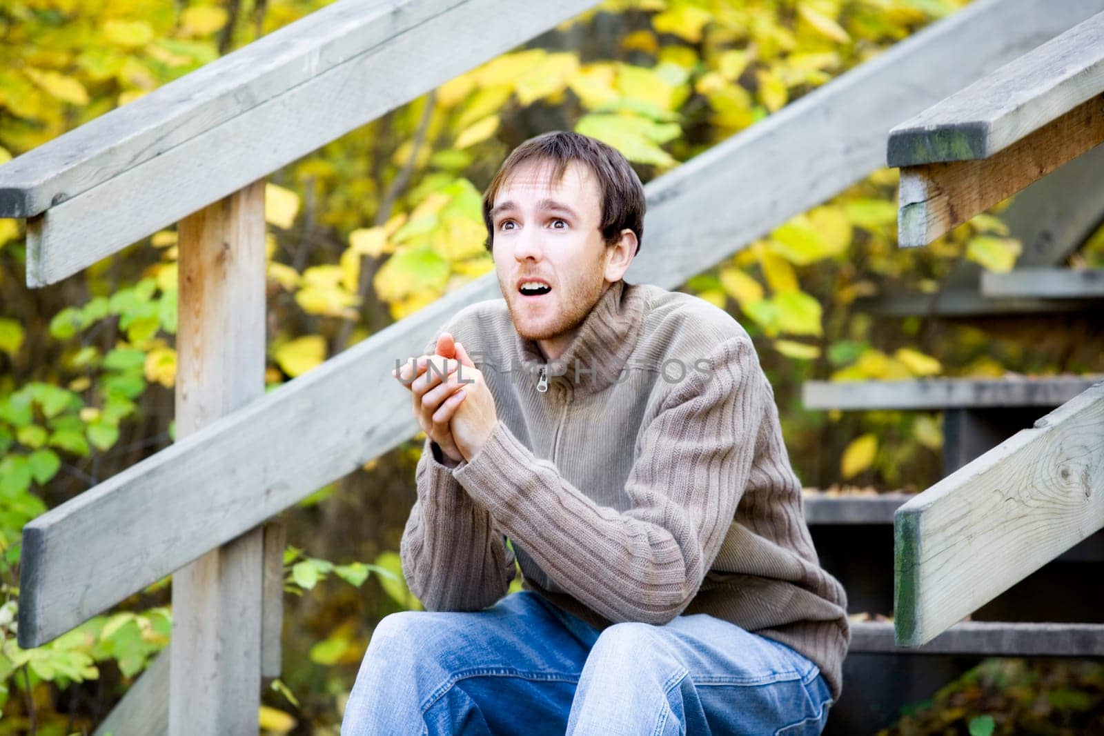 Man sitting on stairs