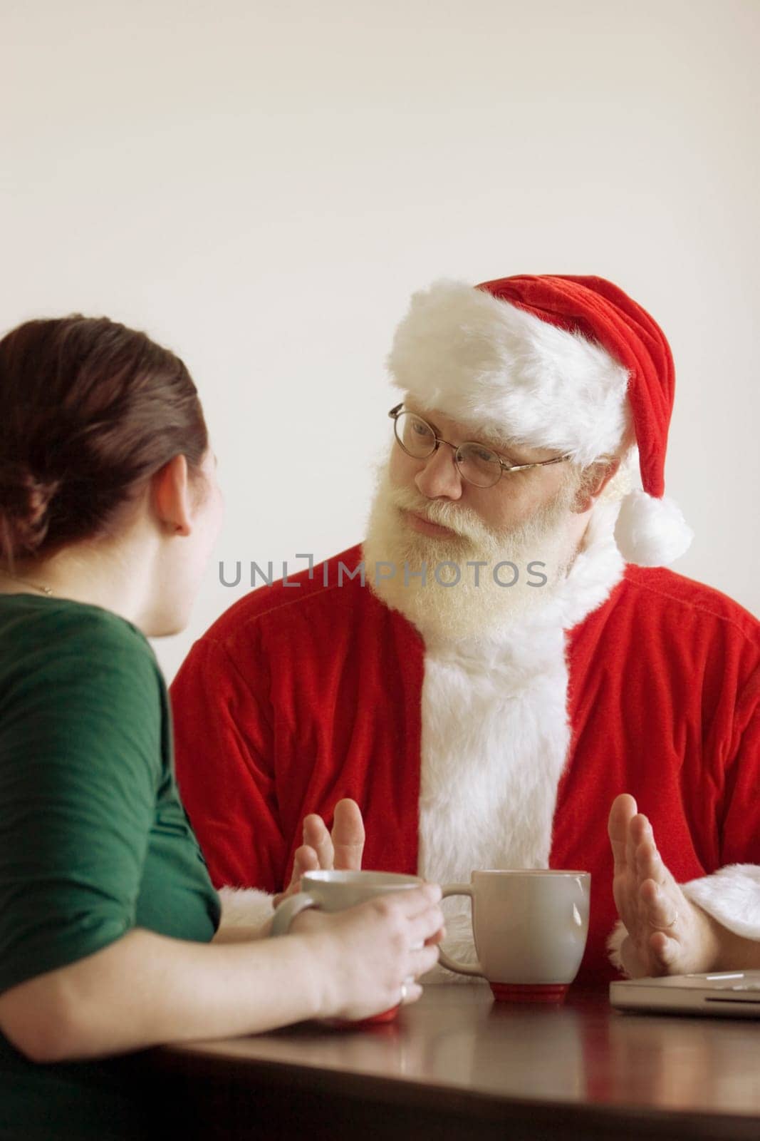 Woman talking to Santa