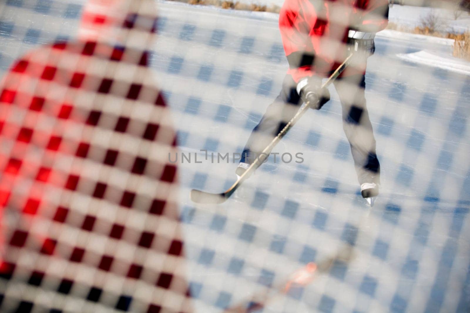 Playing hockey
