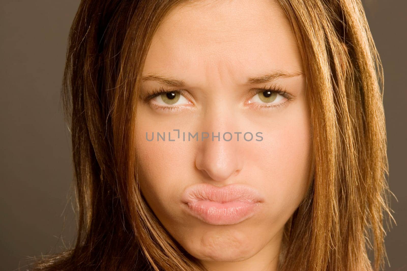 Brunette model pouting