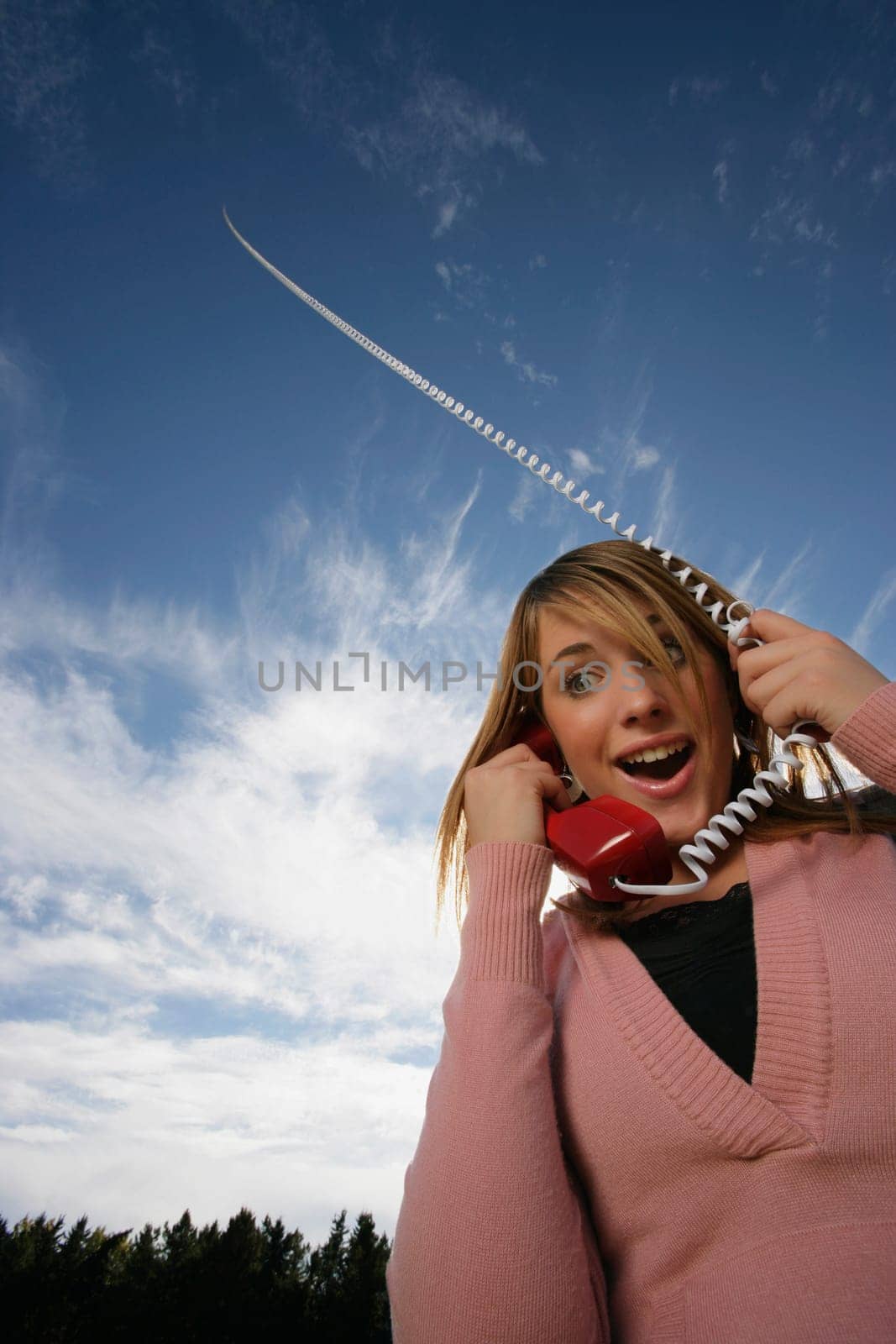 Front view of woman talking on phone