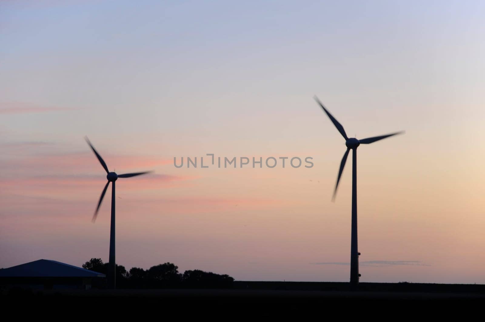 Wind turbines,evening