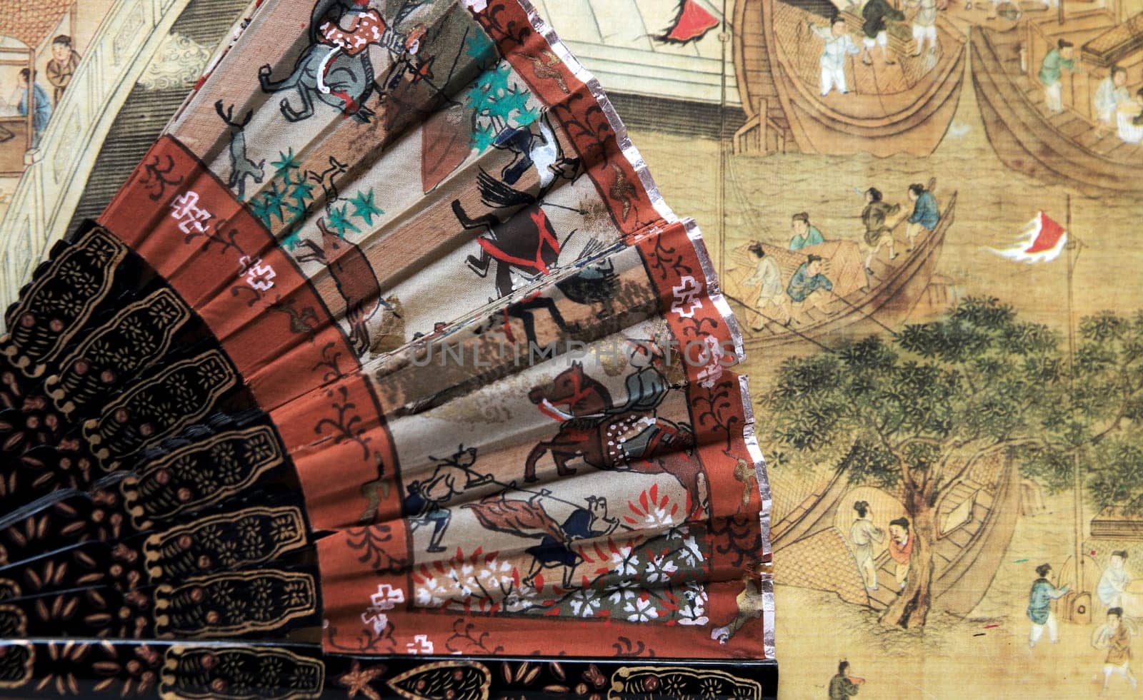 ornate painted Chinese fan