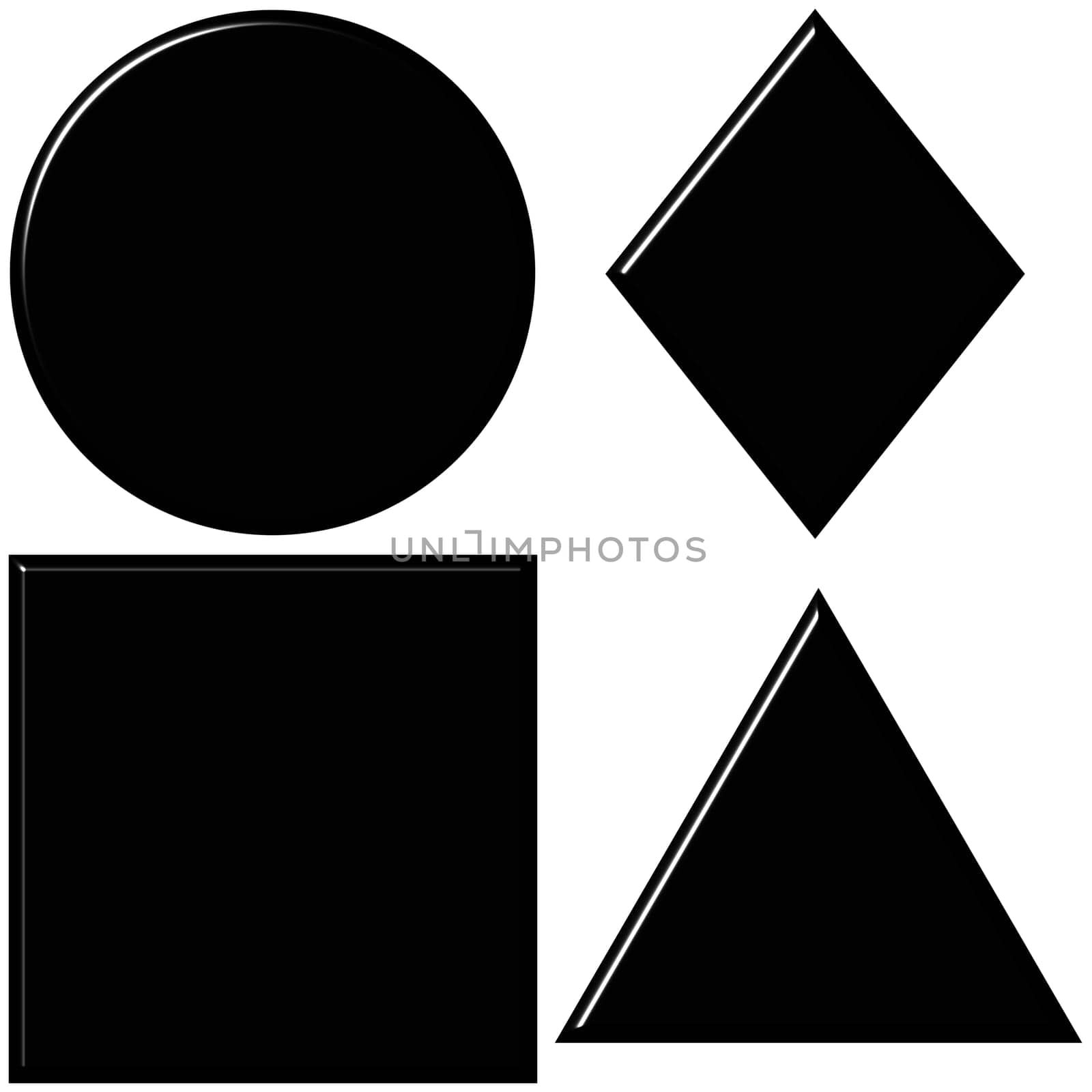 3d black shapes with reflection