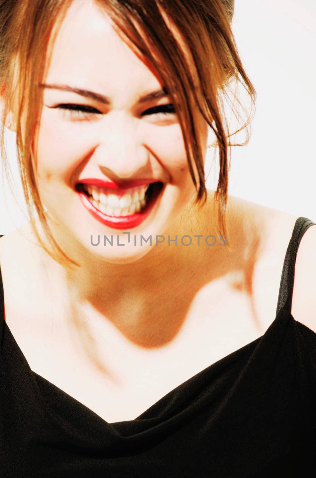 Woman laughs
