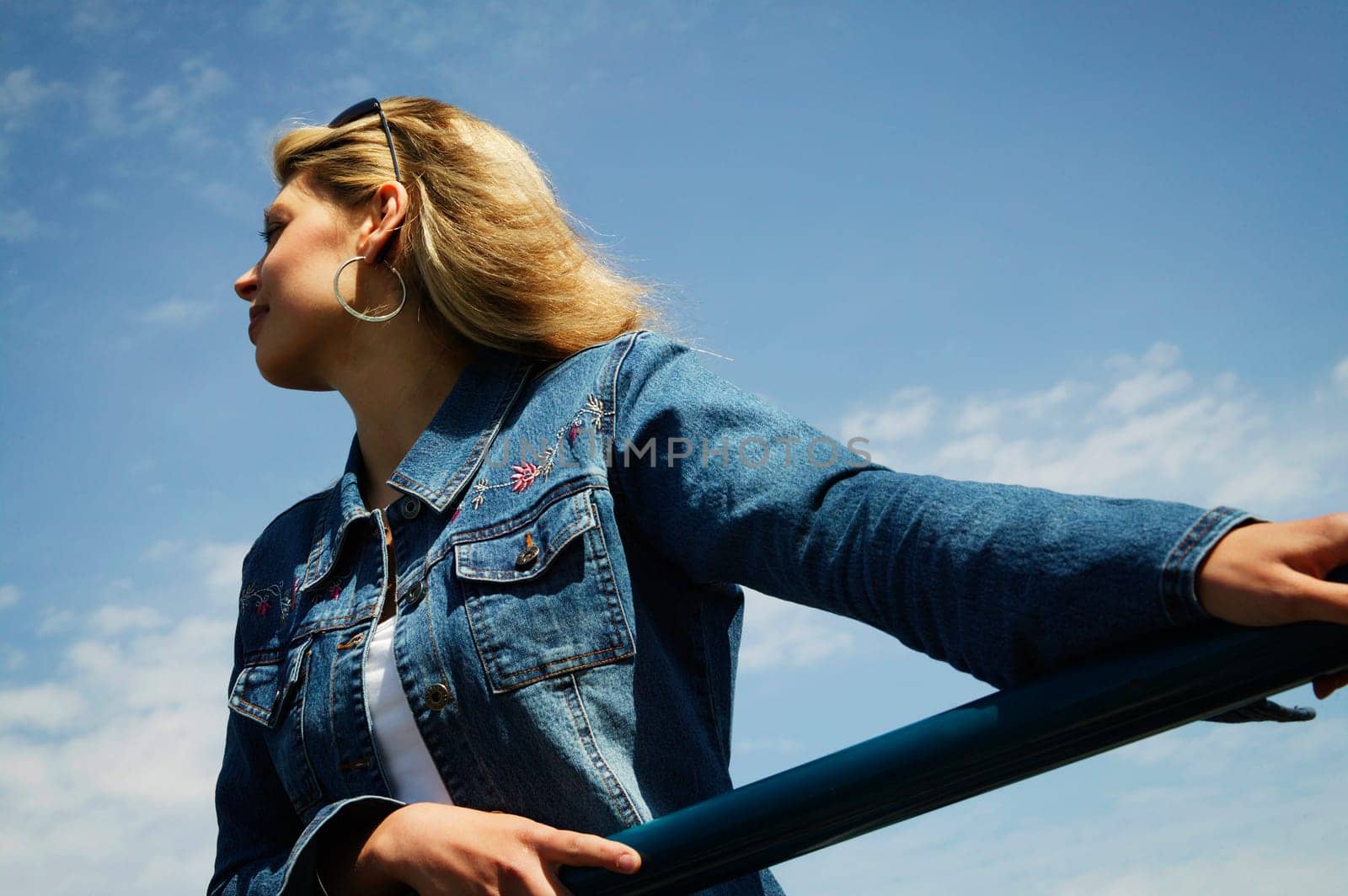 Woman with jean jacket