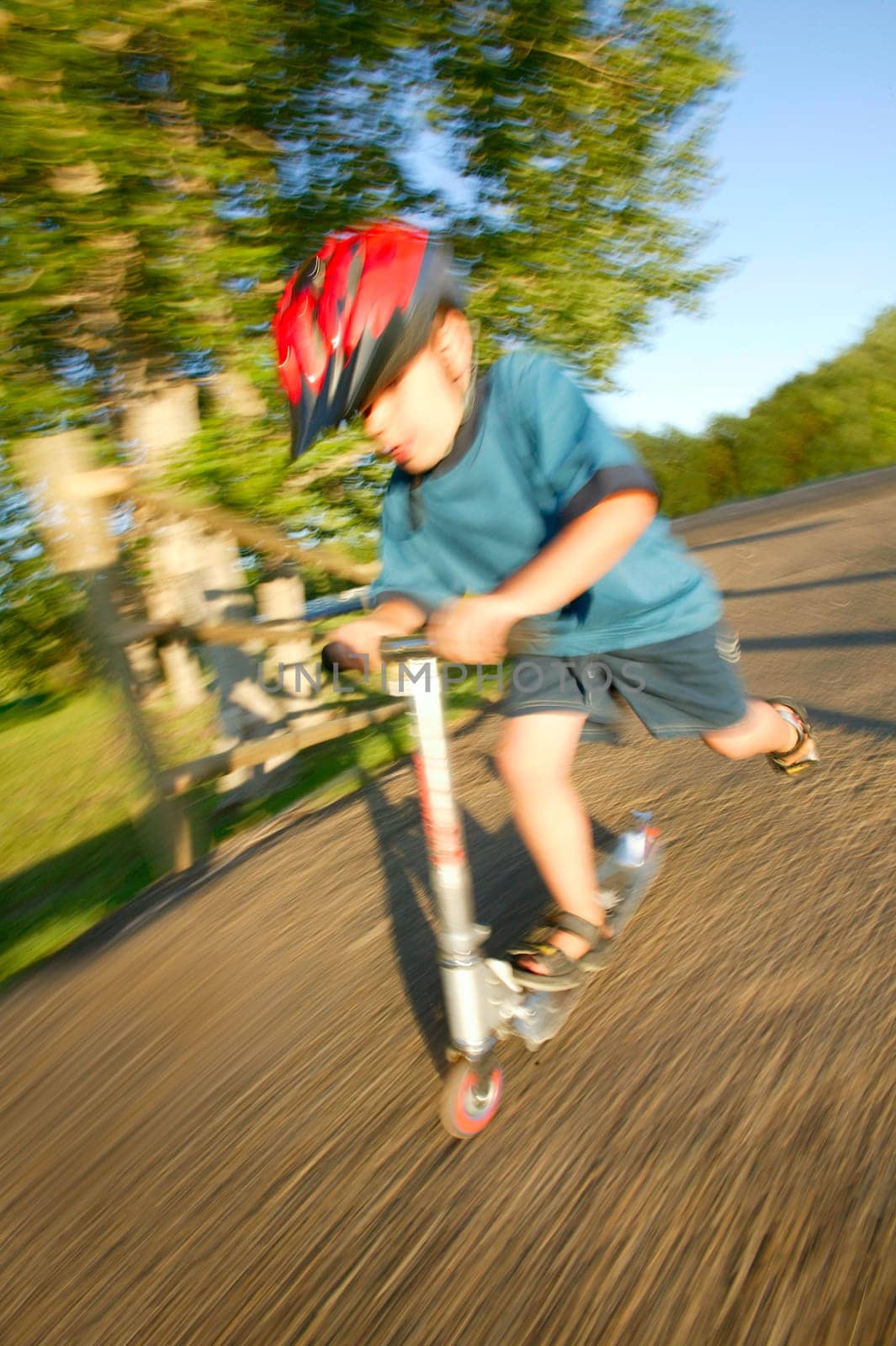 Pushing a scooter