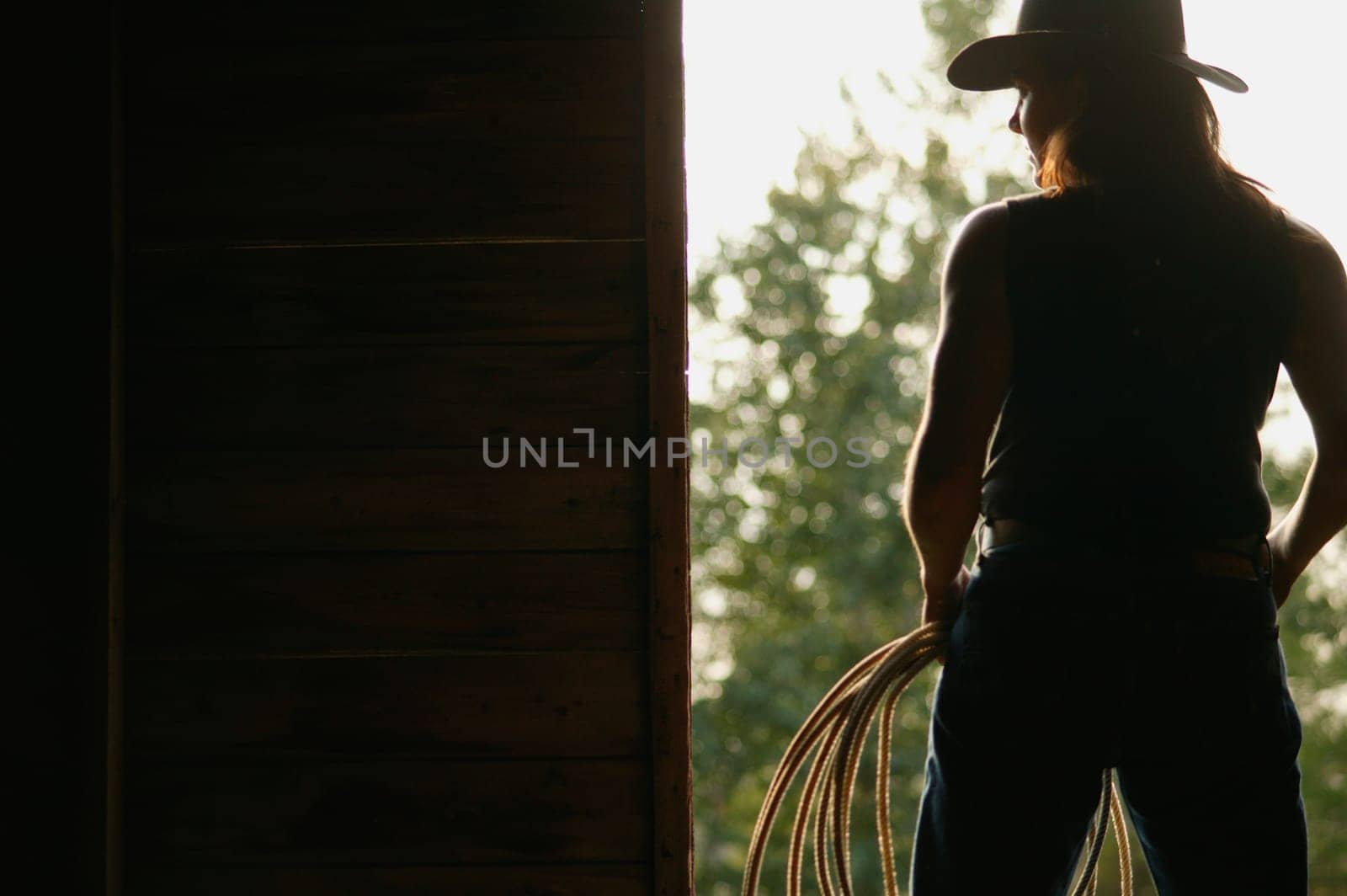 Silhouette of a cowgirl