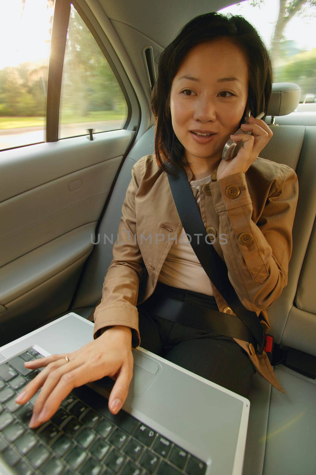 Woman talks on cell phone