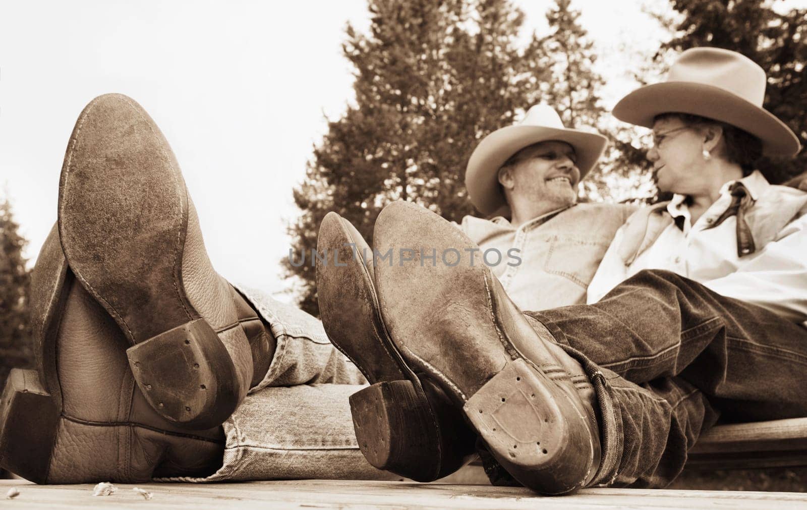 Couple sit together