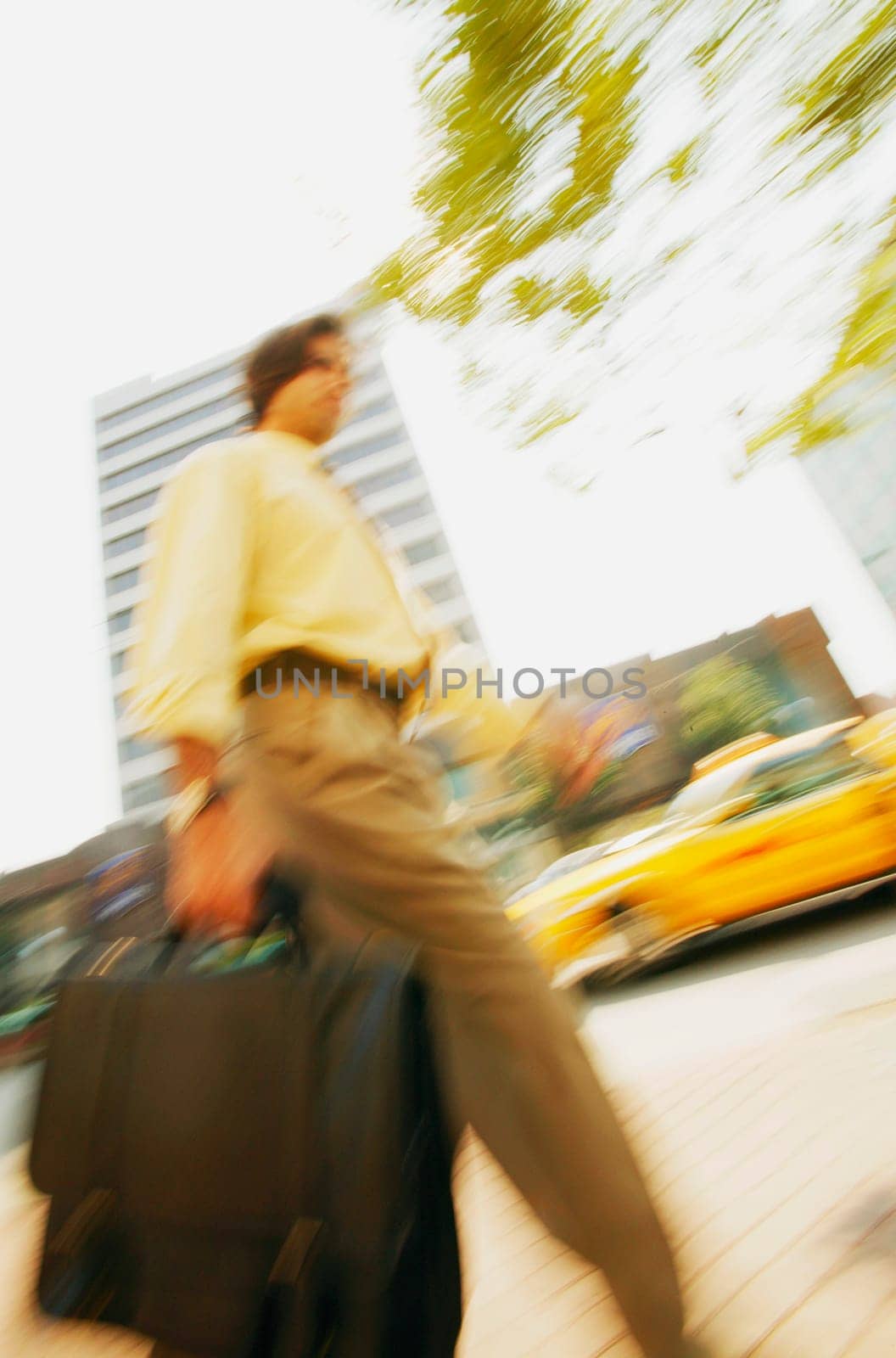 Man walks downtown