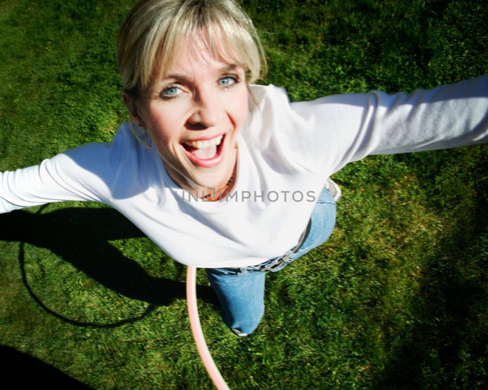 Woman plays with hoop