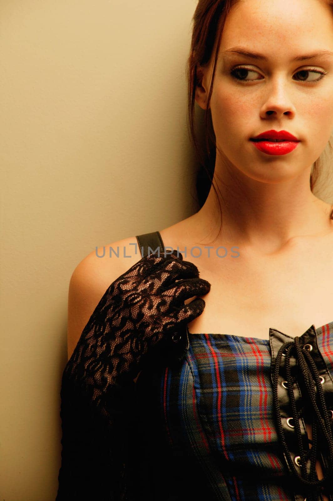 Woman with red lips