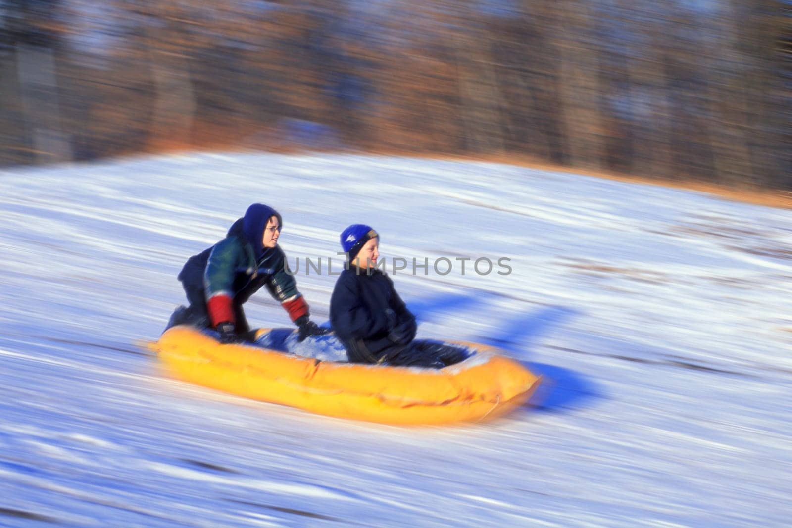 Two boys on a raft