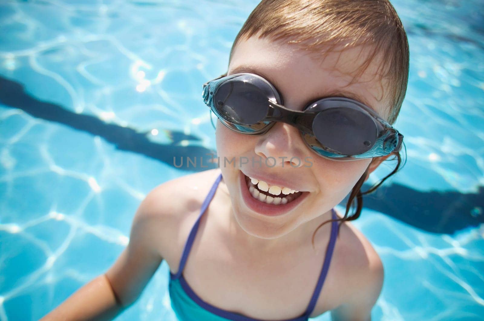 Child wears goggles