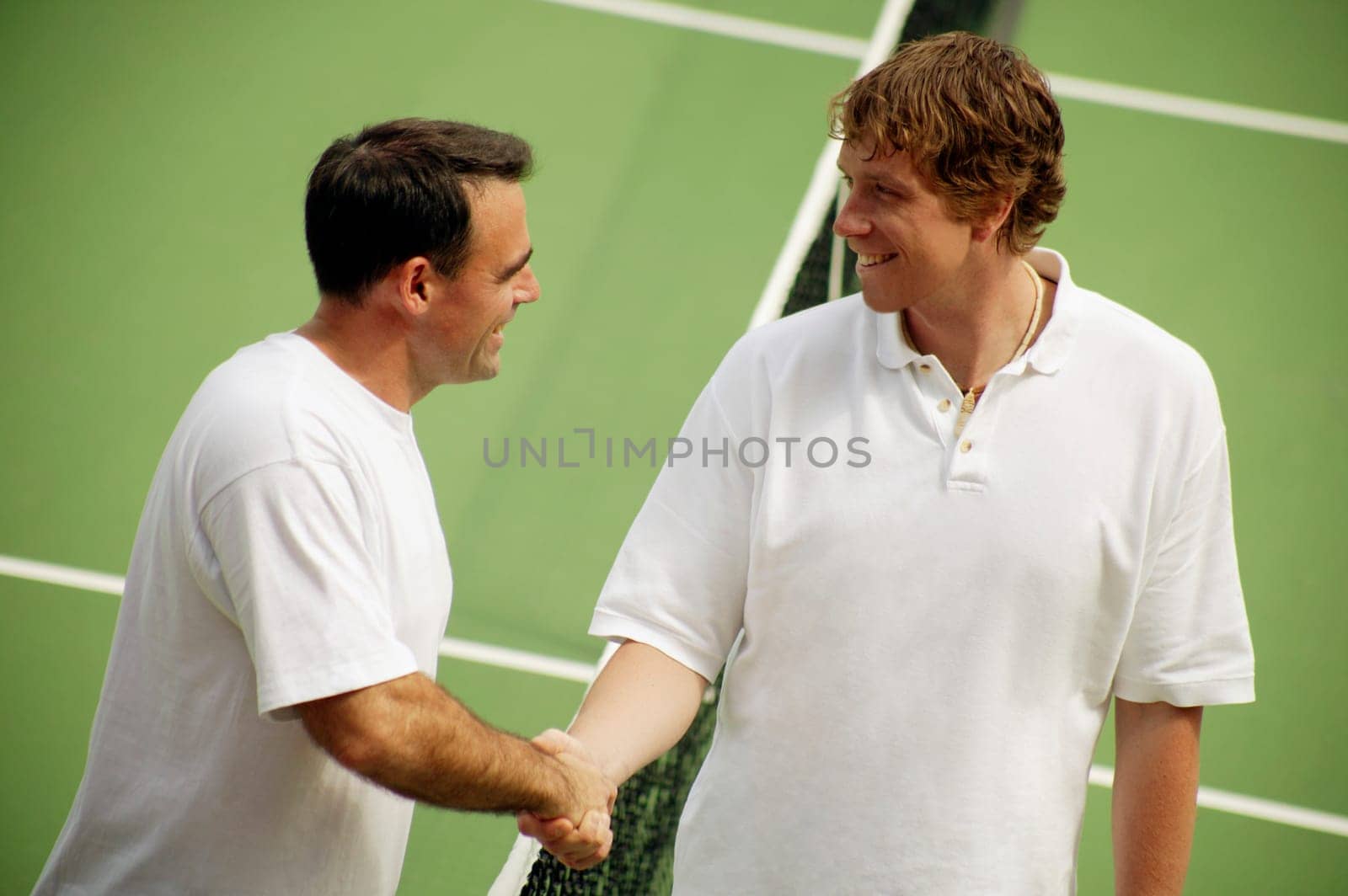 Handshake before a tennis game