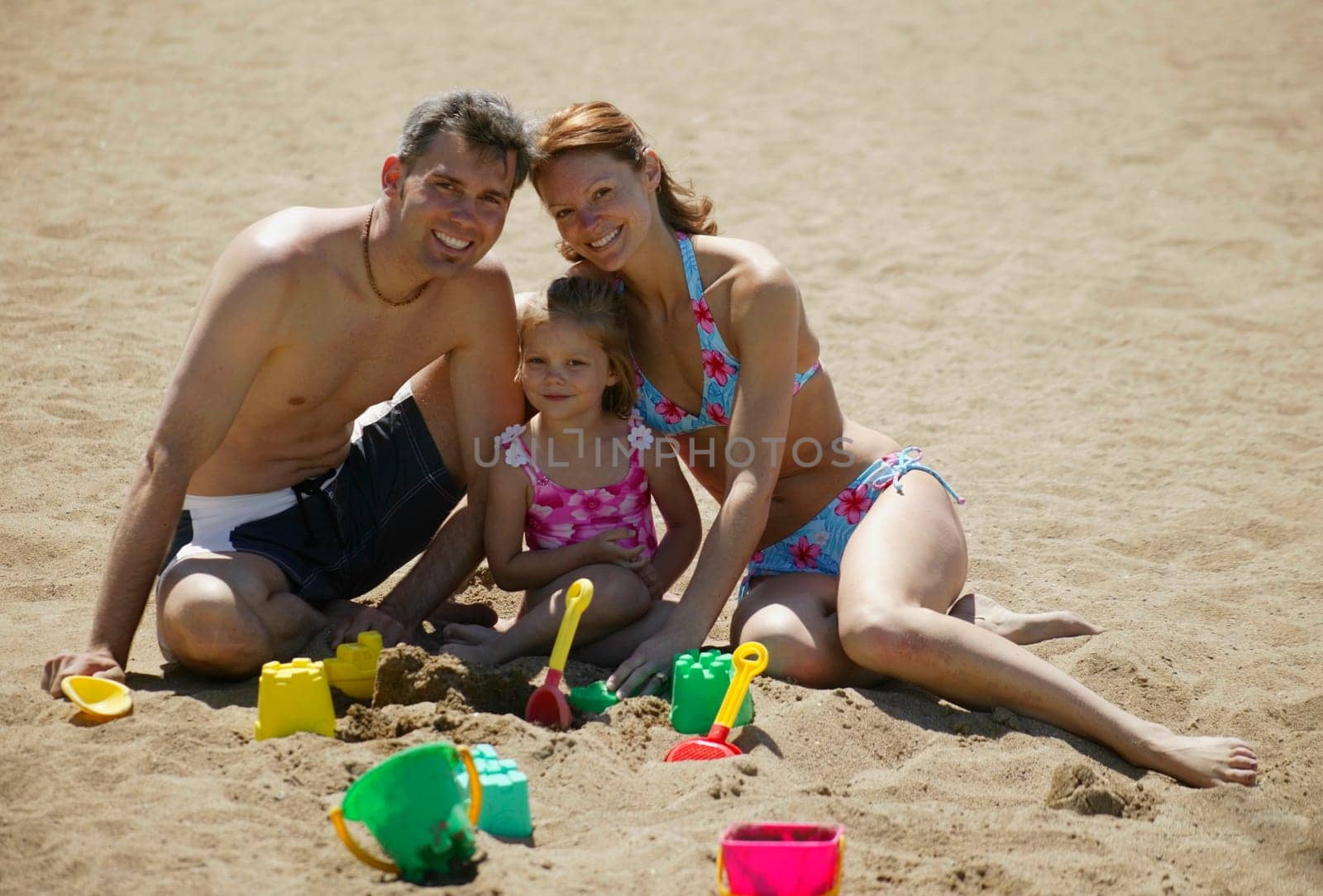 A family on the beach