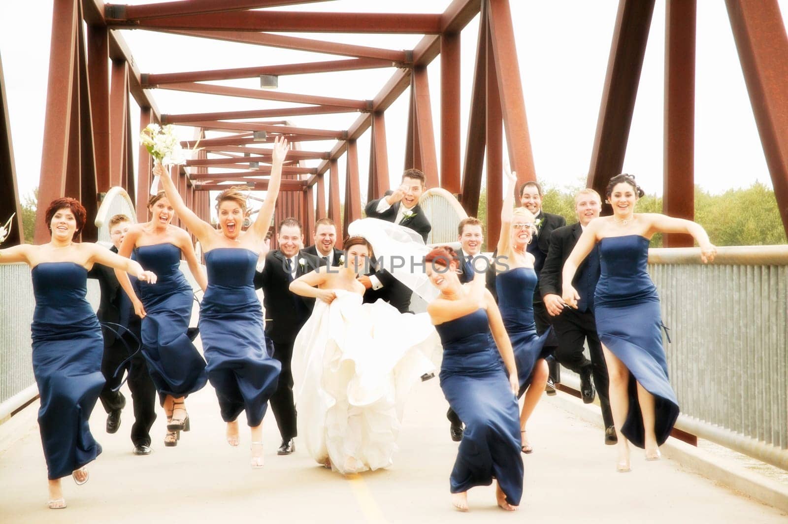 Bride, groom, bridesmaids and groomsmen