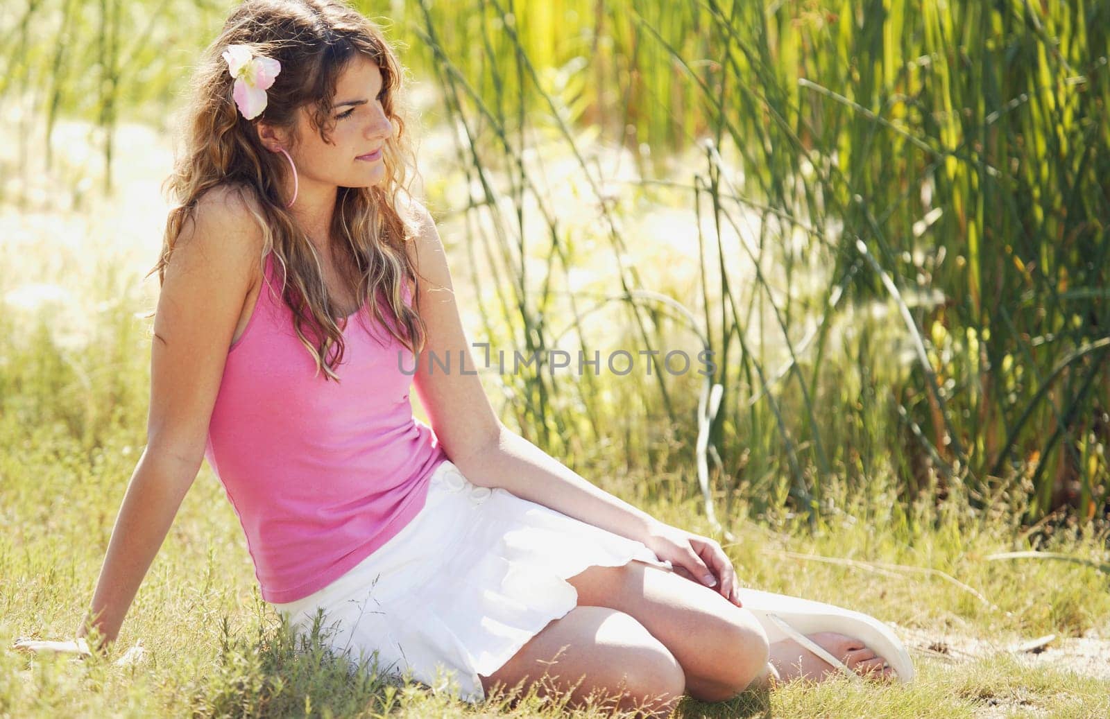 Girl posing in grass