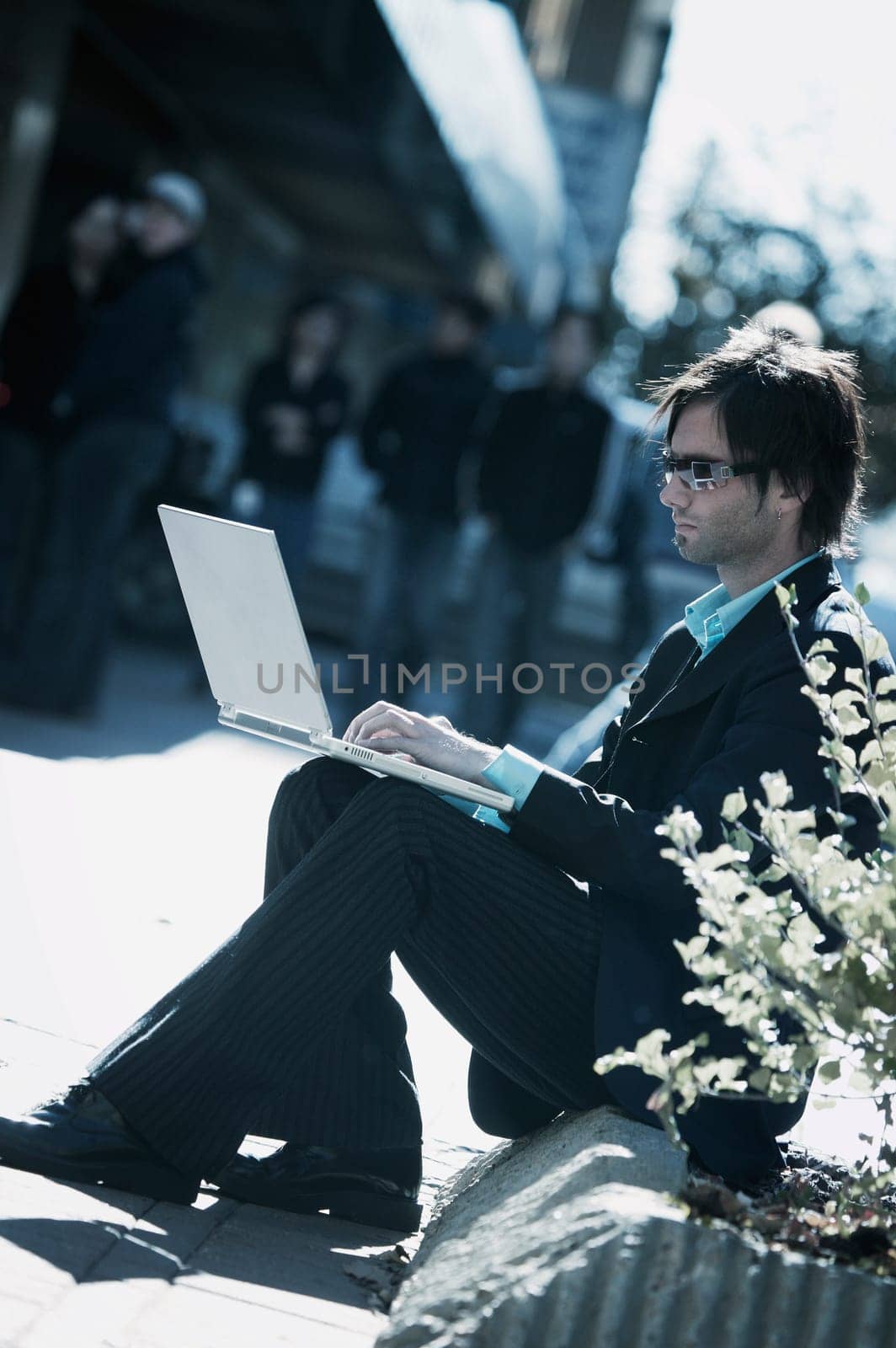 Man working on lap top