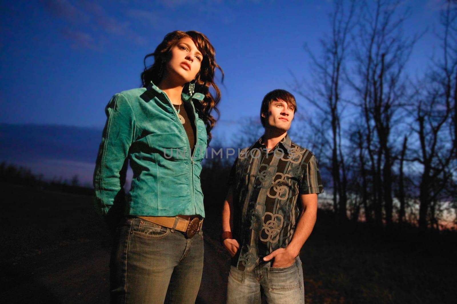 Young trendy couple outside