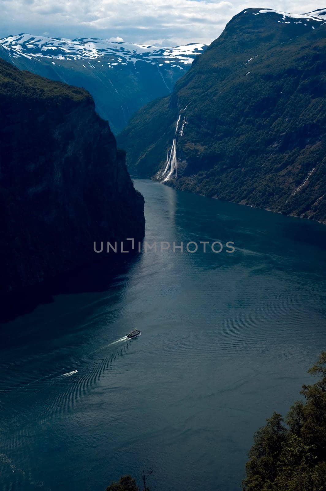 Geirangerfjord with waterfall