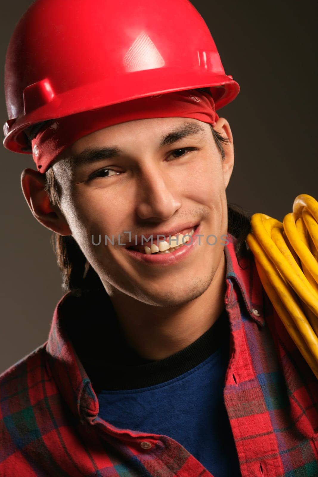 Workman wearing a hard hat