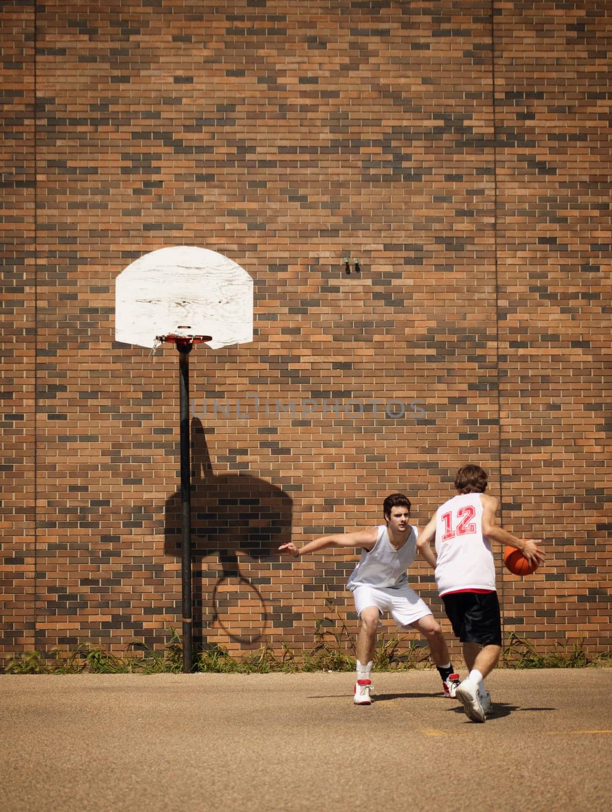 Playing basketball