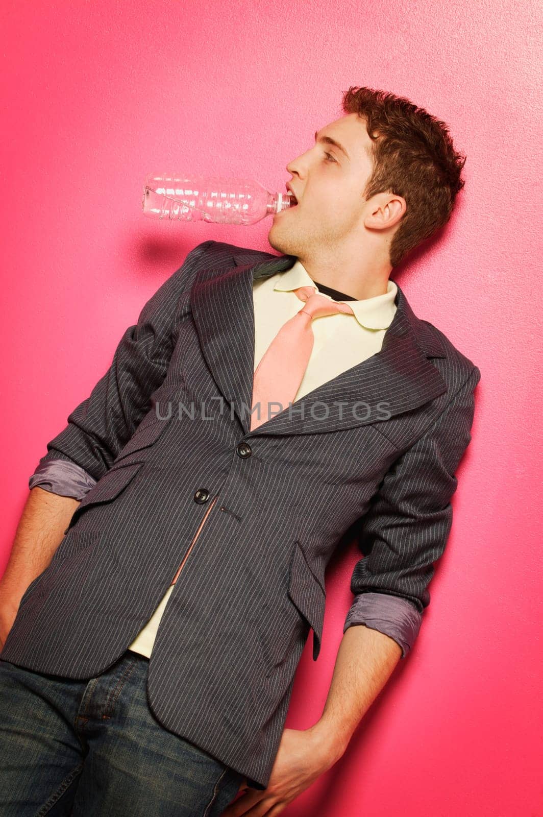 young man with water bottle