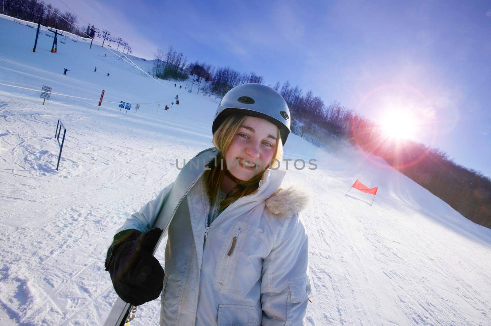Teen on ski hill