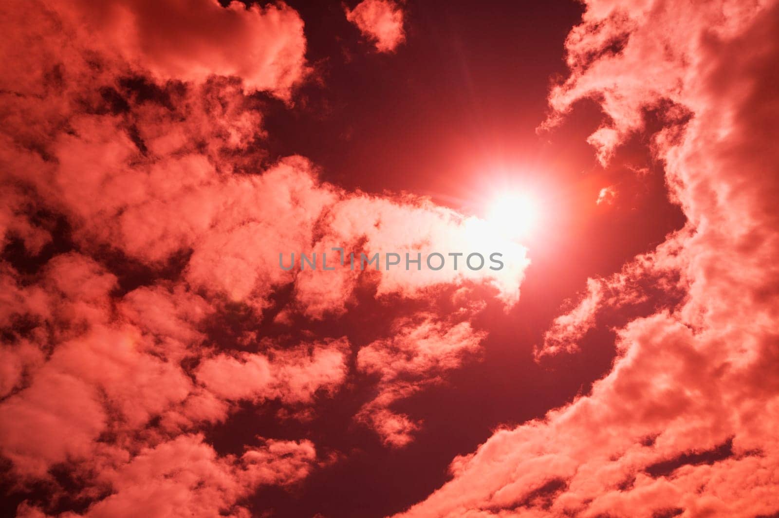 Red sky and clouds