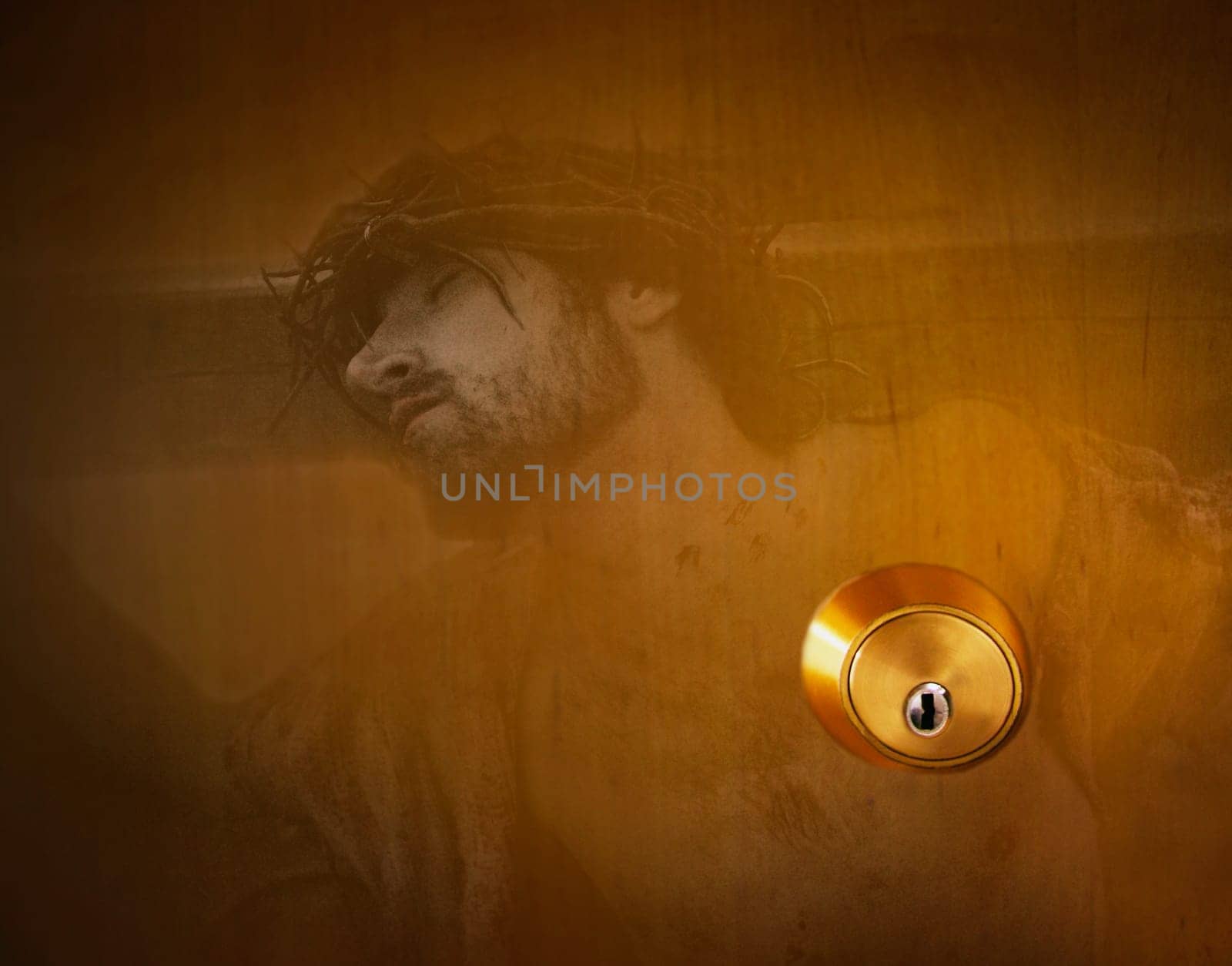 Image of Jesus Christ and a door lock