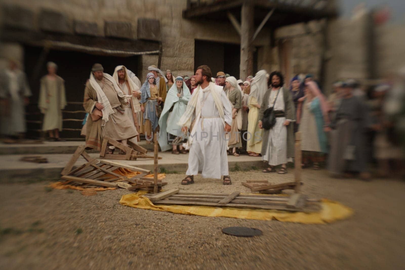 Jesus overturns the table