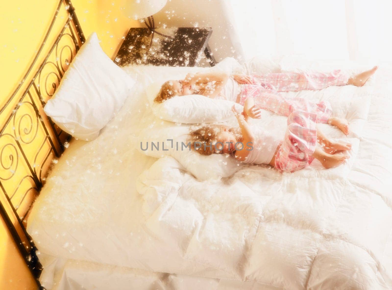 Girls resting after pillow fight