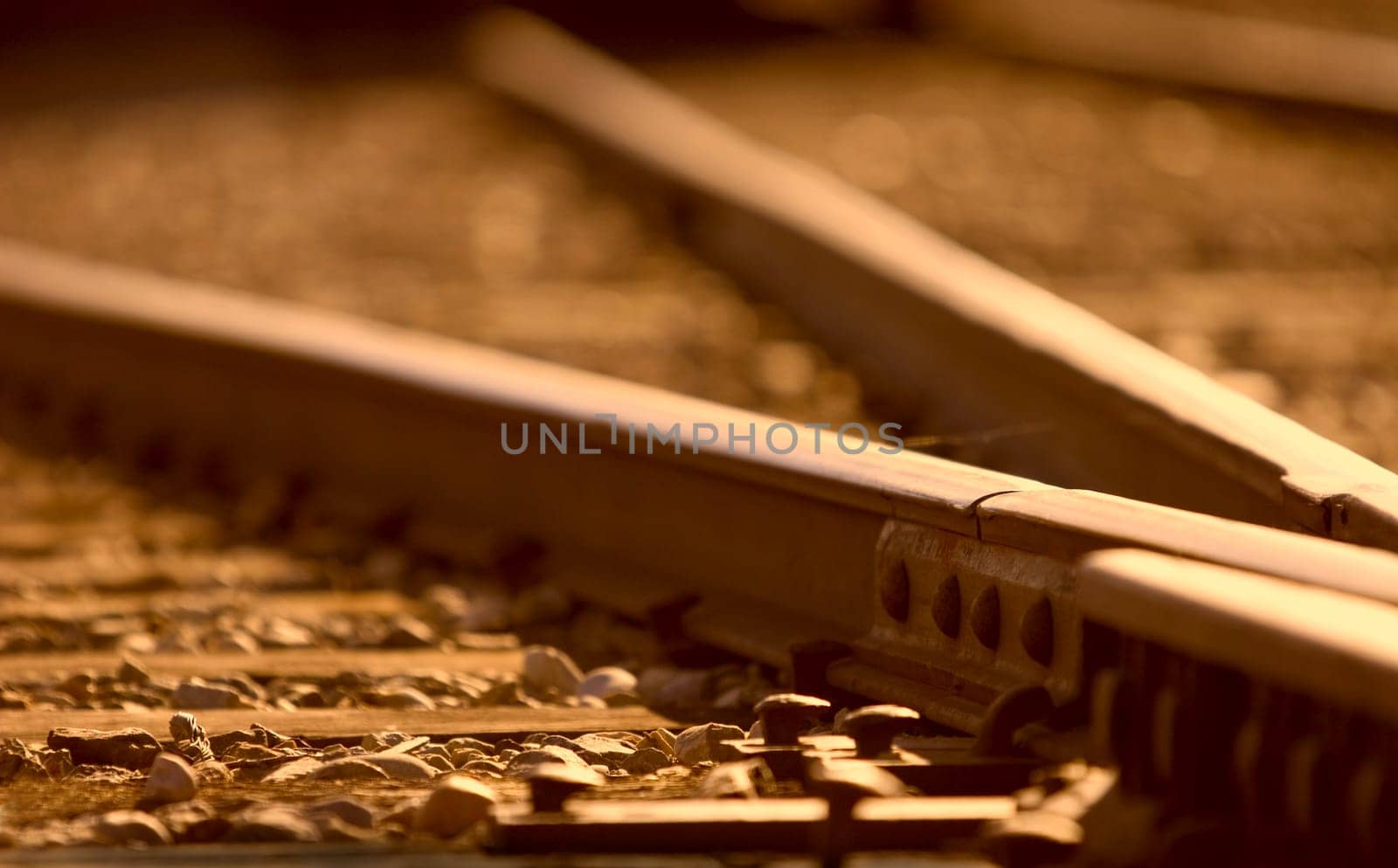 Closeup of tie on train track