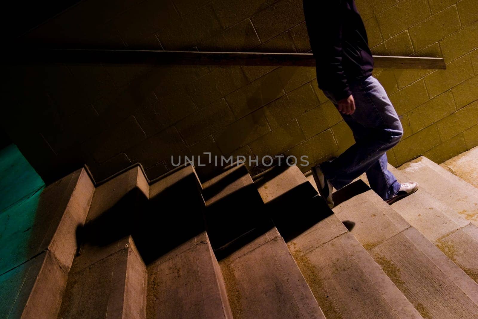 Person walking down stairs