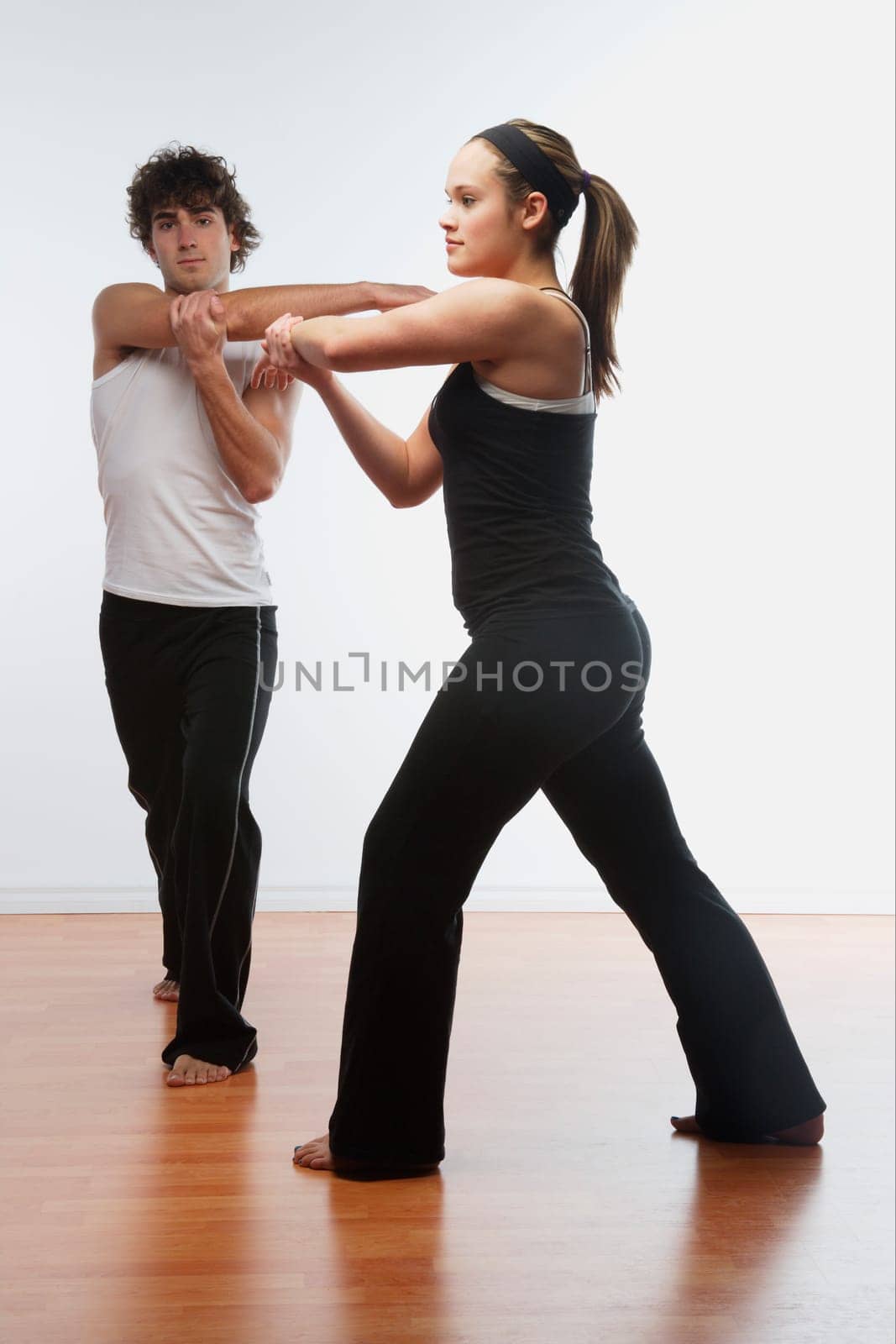 Couple stretching together