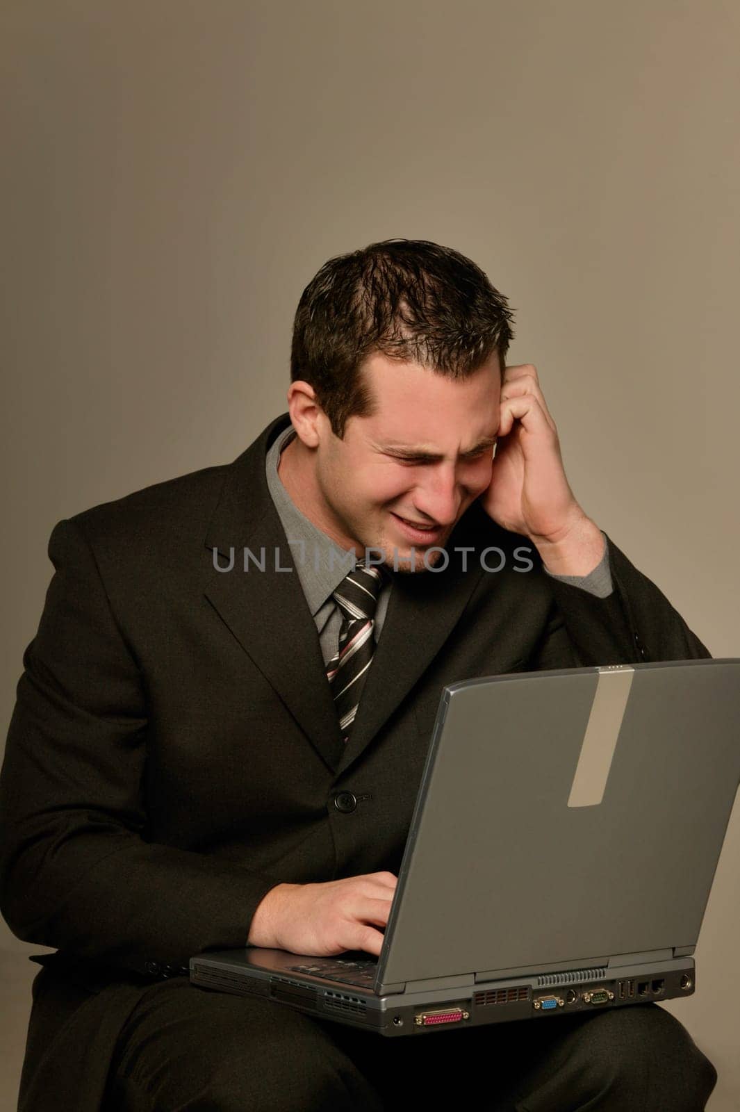 Businessman with laptop computer