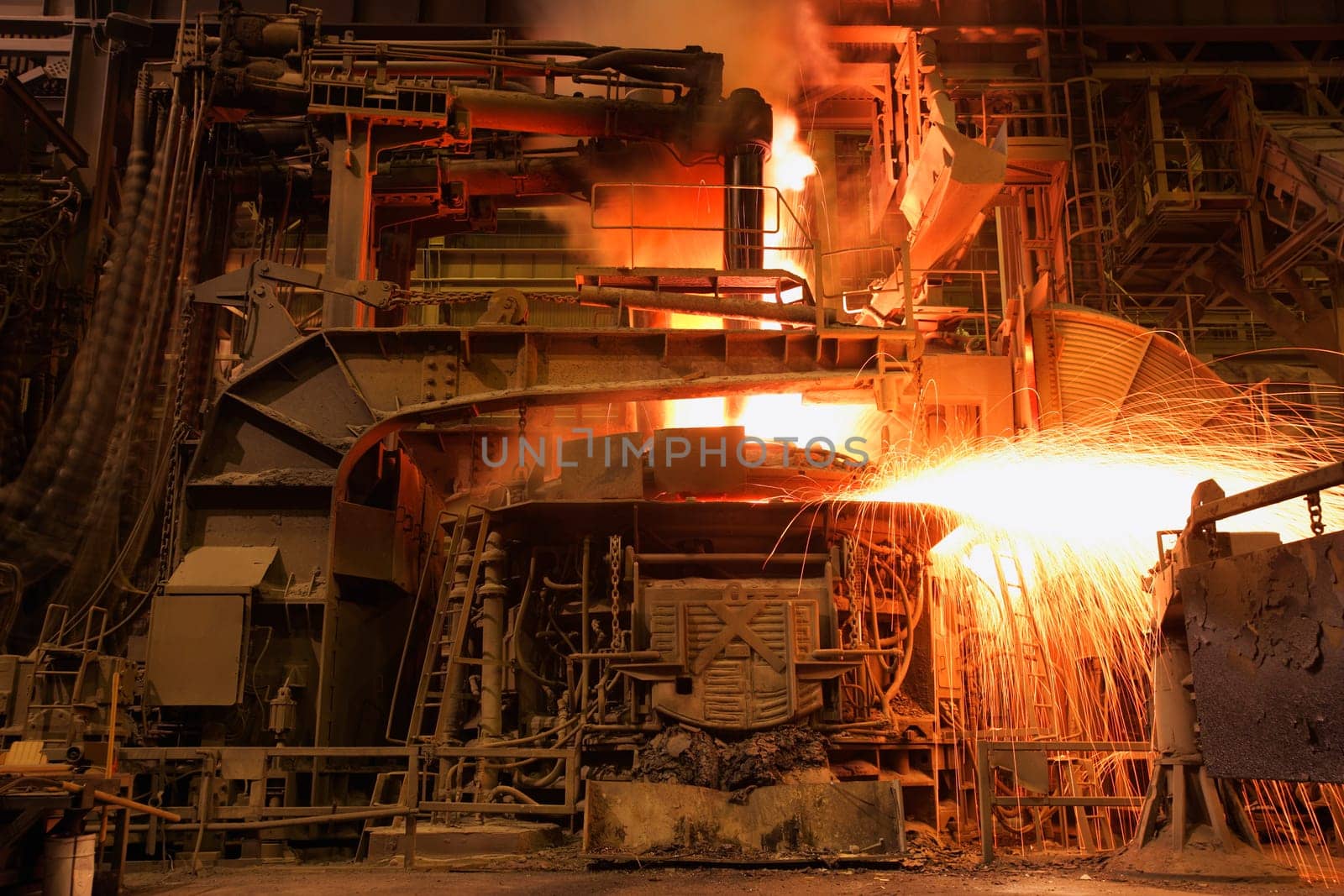 Sparks falling from work shop