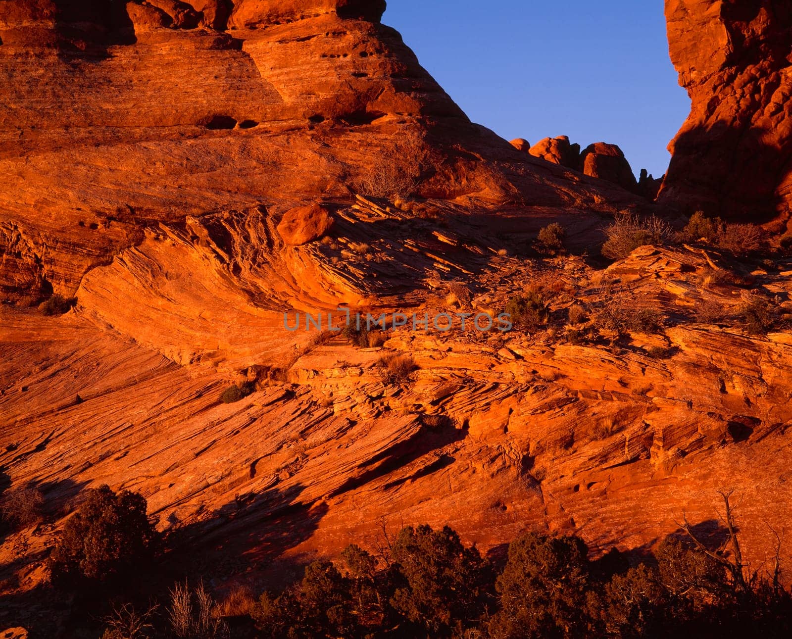Layered sandstone in redrock country,Arches National Park