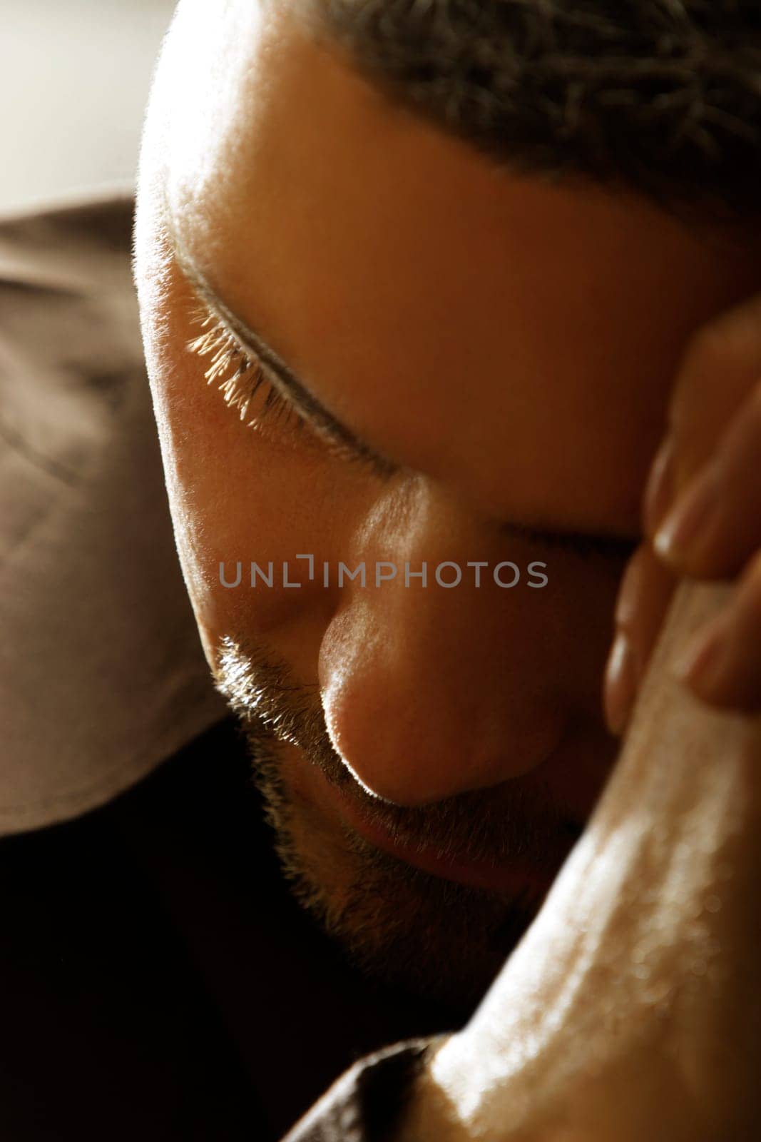 Close up of a man praying