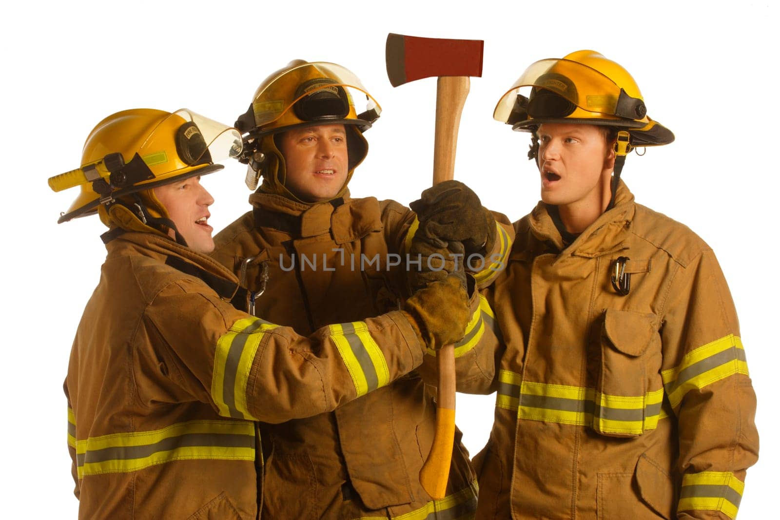 Firefighters holding an ax