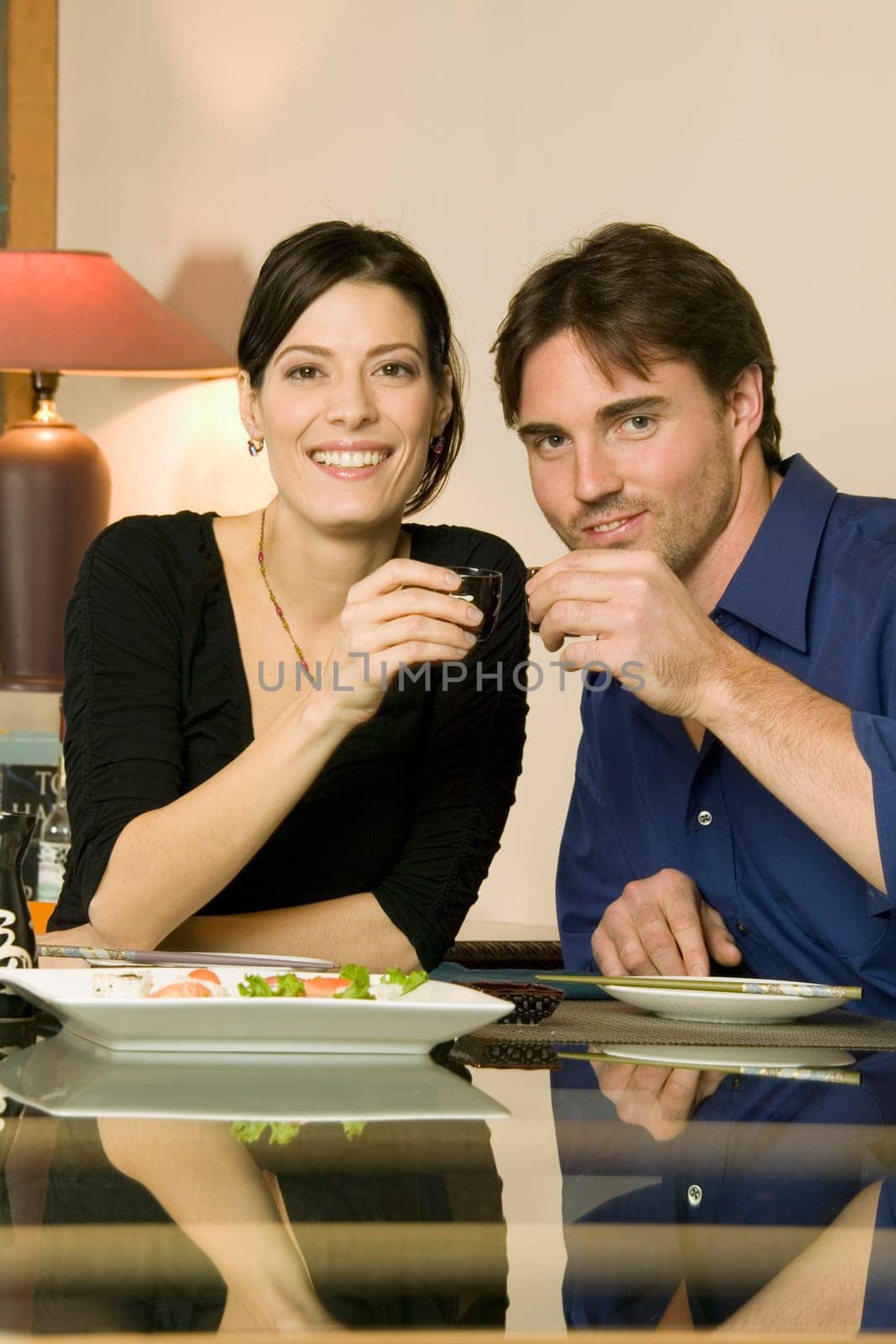 Young couple toasting