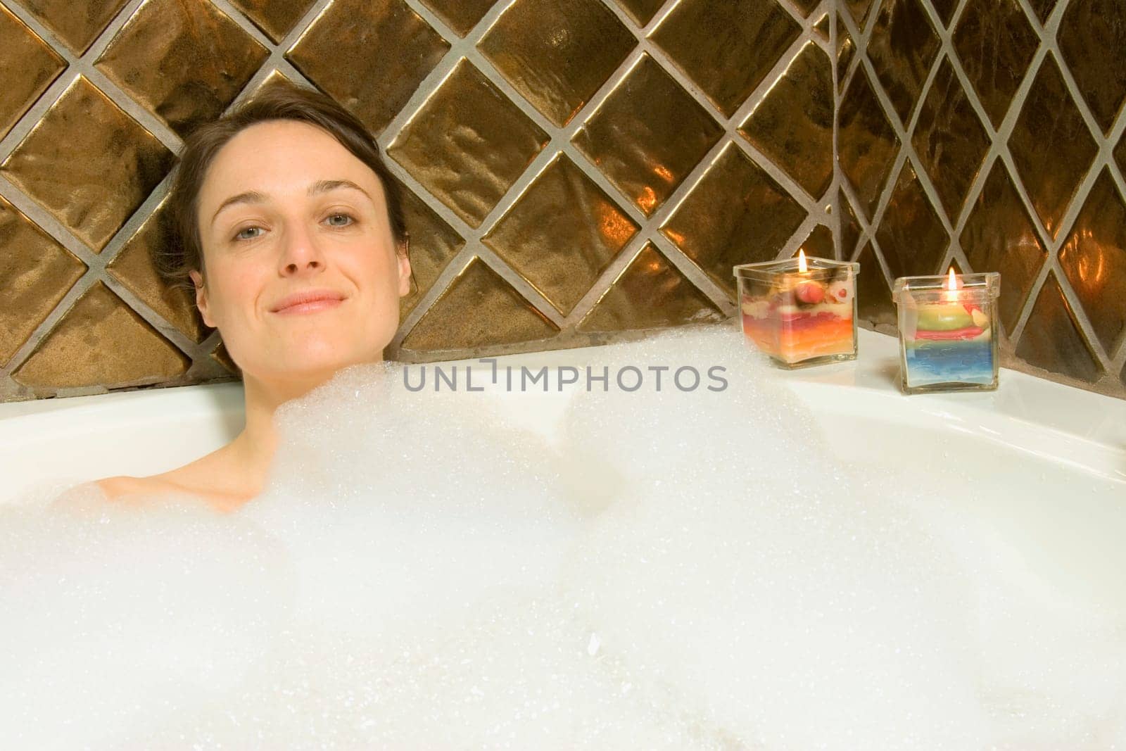 Woman having a bubble bath
