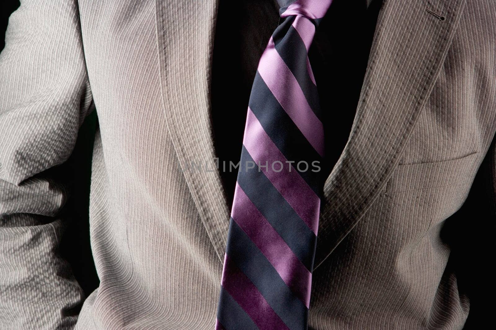 Closeup of purple tie
