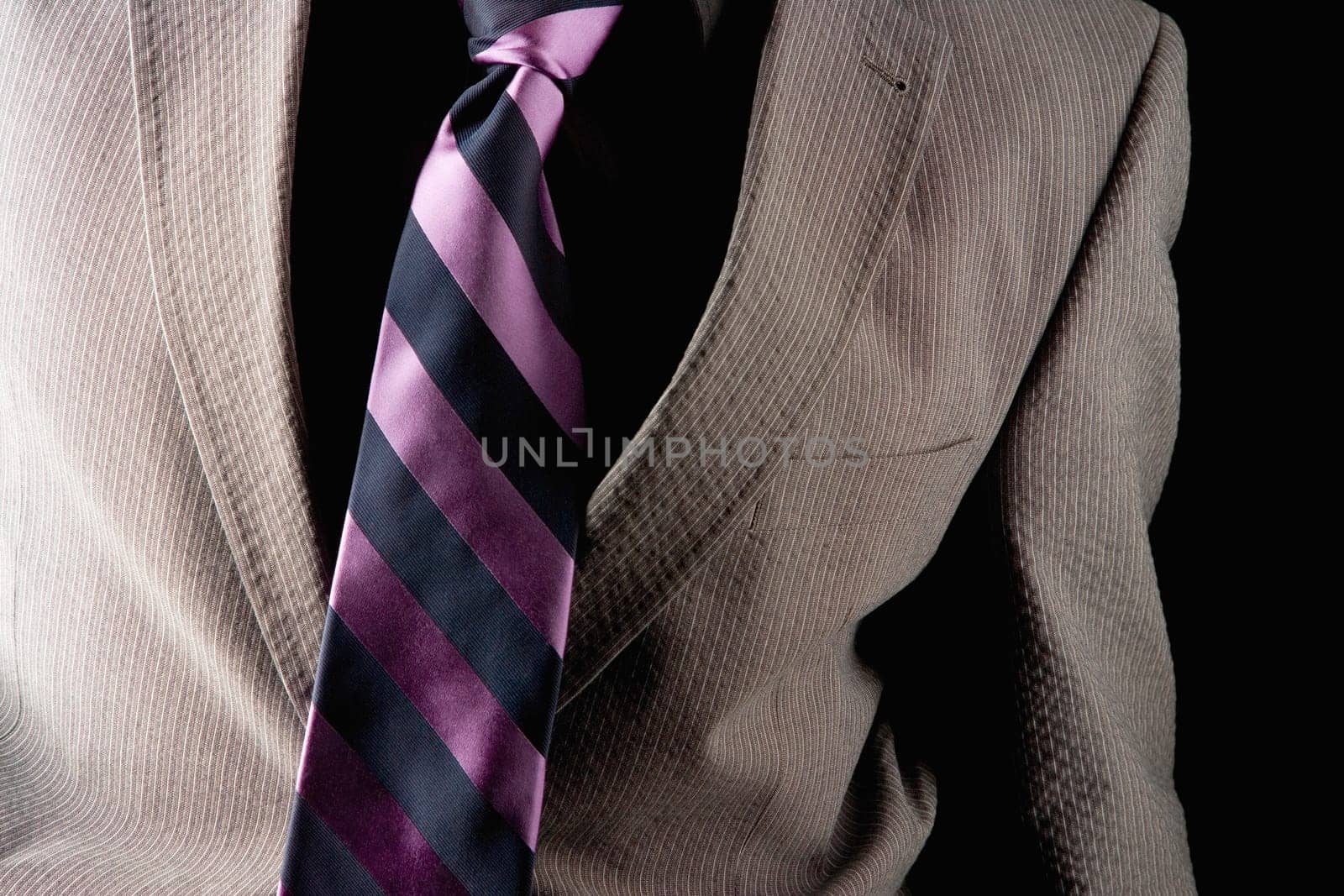 Closeup of purple tie